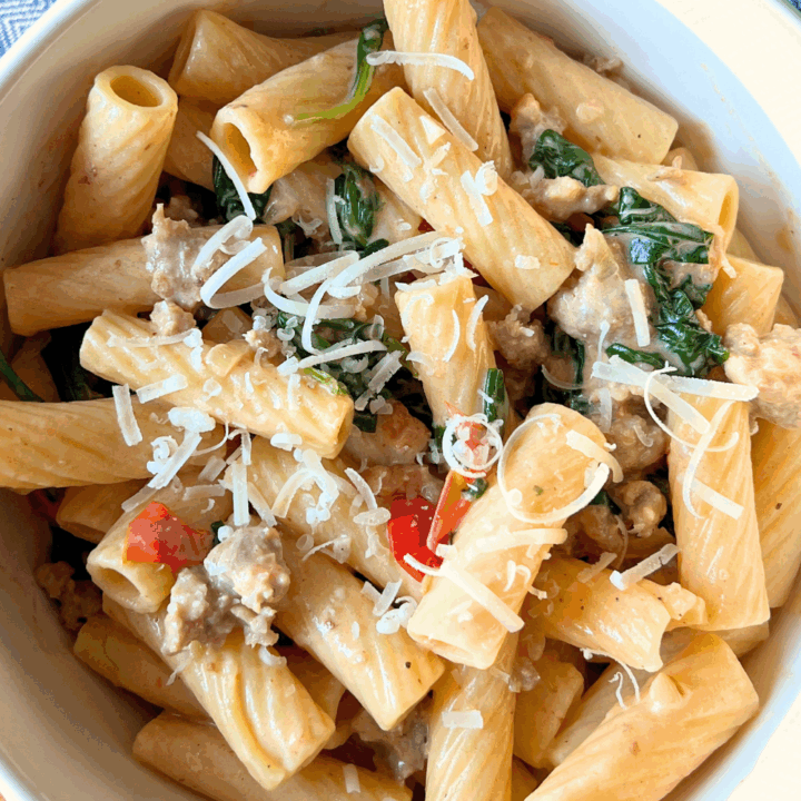 Creamy Rigatoni with Sausage and Goat Cheese
