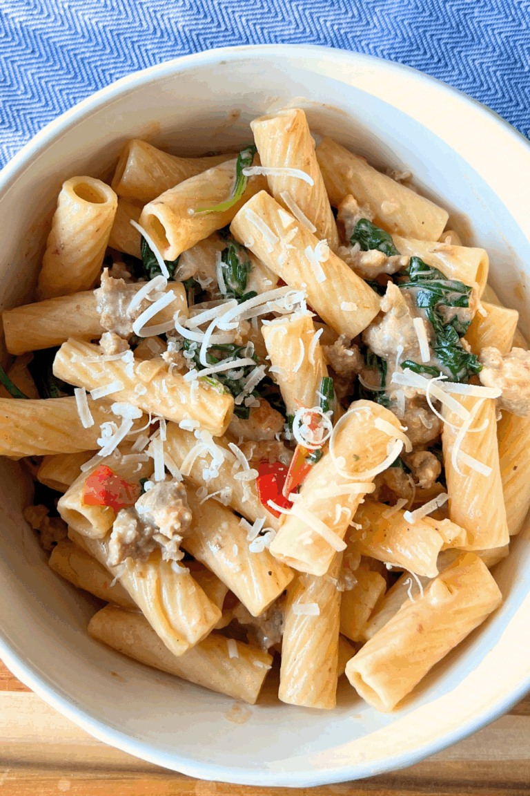Creamy Rigatoni with Sausage and Goat Cheese