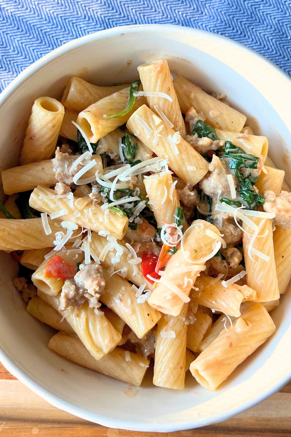 Creamy Rigatoni with Sausage and Goat Cheese