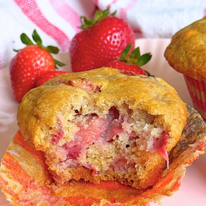 Homemade Strawberry Muffins with Fresh Strawberries