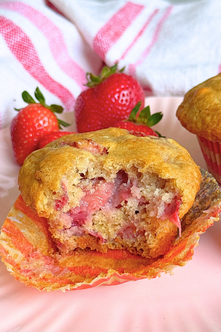 Homemade Strawberry Muffins with Fresh Strawberries