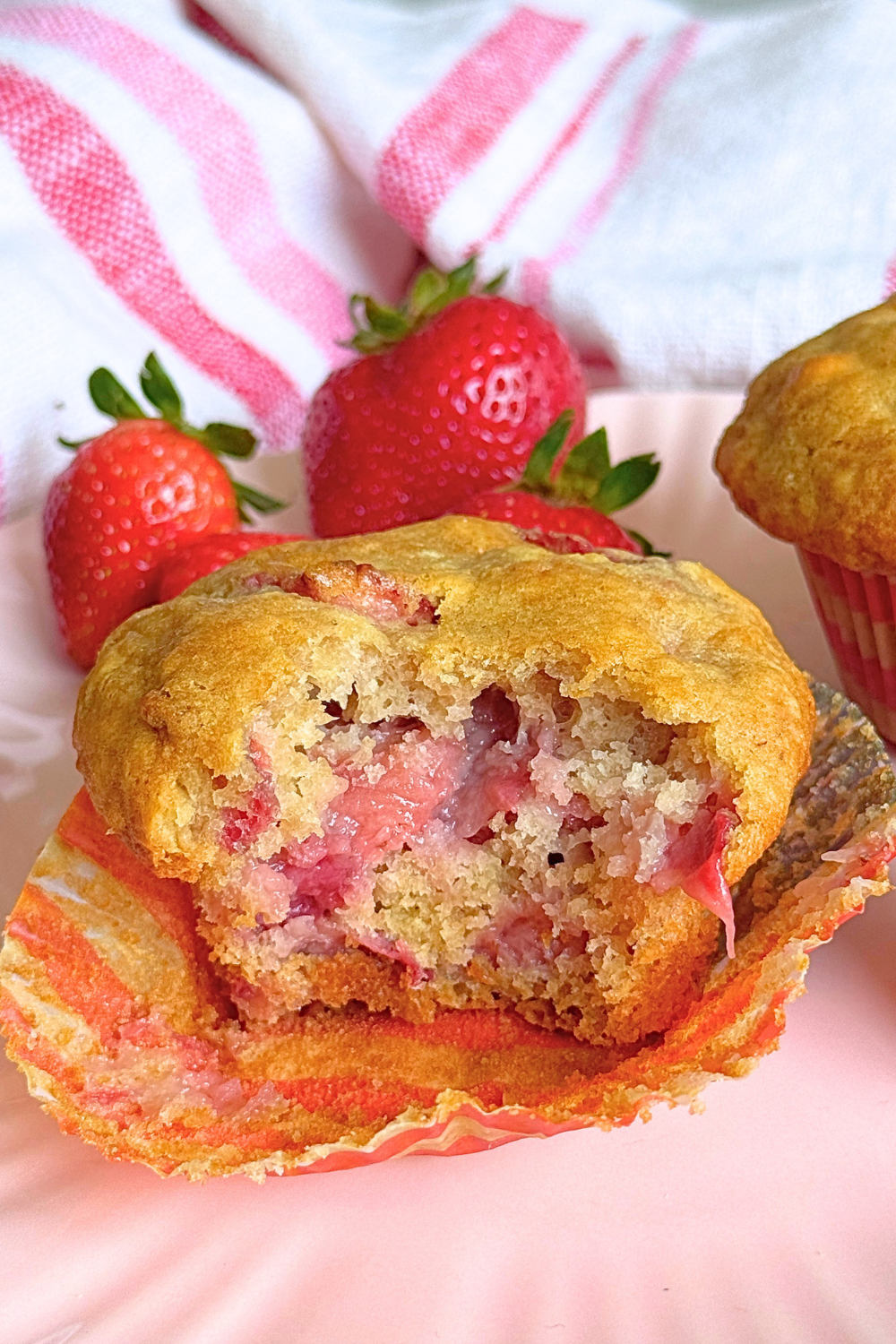 Homemade Strawberry Muffins with Fresh Strawberries